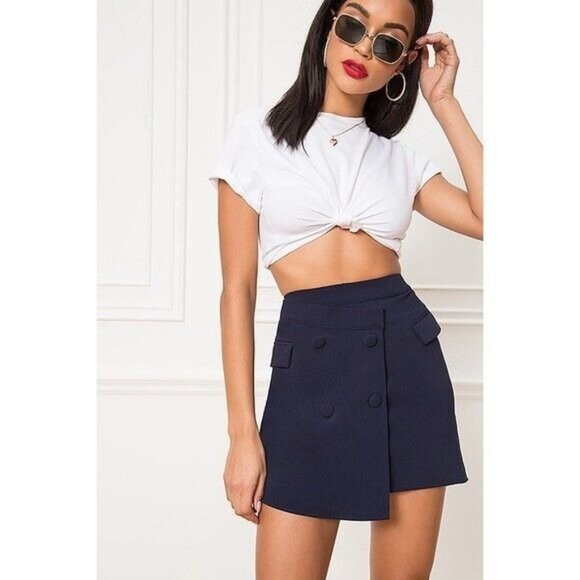 Superdown x Revolve Lizette Double Breasted Mini Skirt Navy Blue Women Size M - Picture 1 of 11